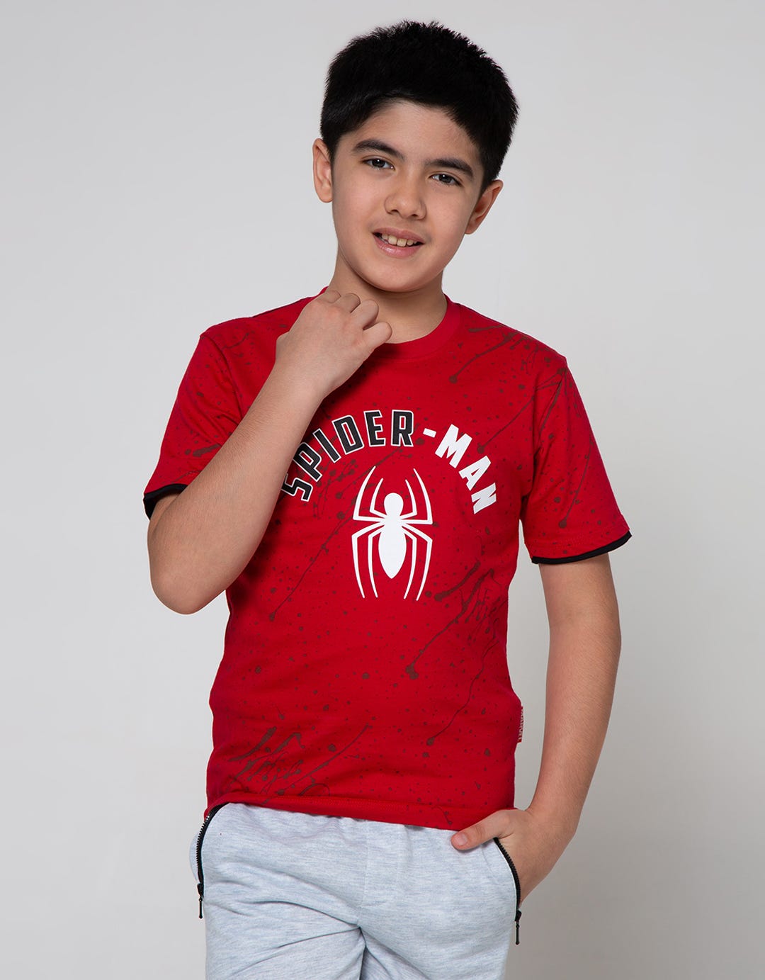 Marvel Spiderman Print Splash Logo Short Sleeve T-Shirt