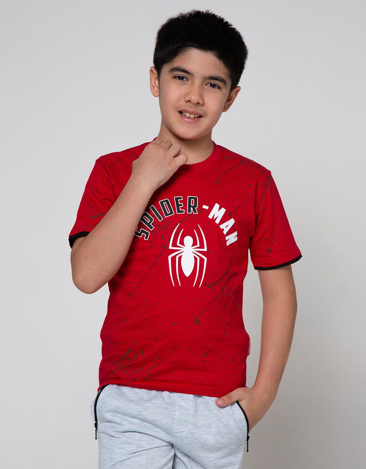Marvel Spiderman Print Splash Logo Short Sleeve T-Shirt