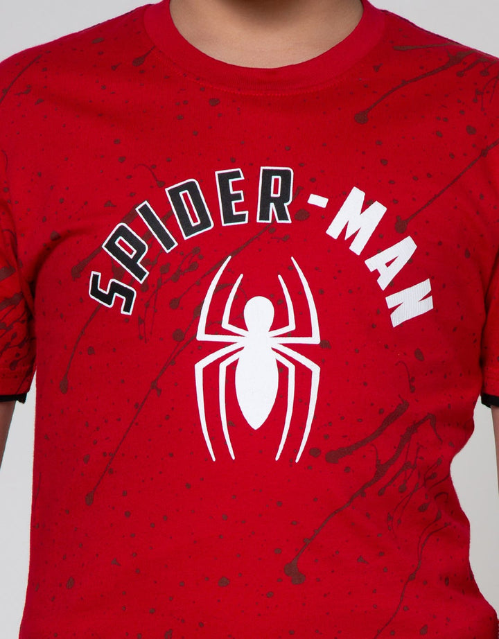 Marvel Spiderman Print Splash Logo Short Sleeve T-Shirt