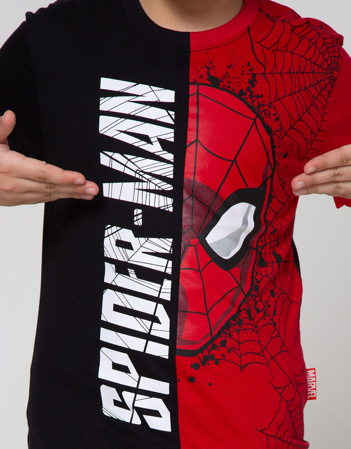 Marvel Spiderman Face Half Short Sleeve T-Shirt