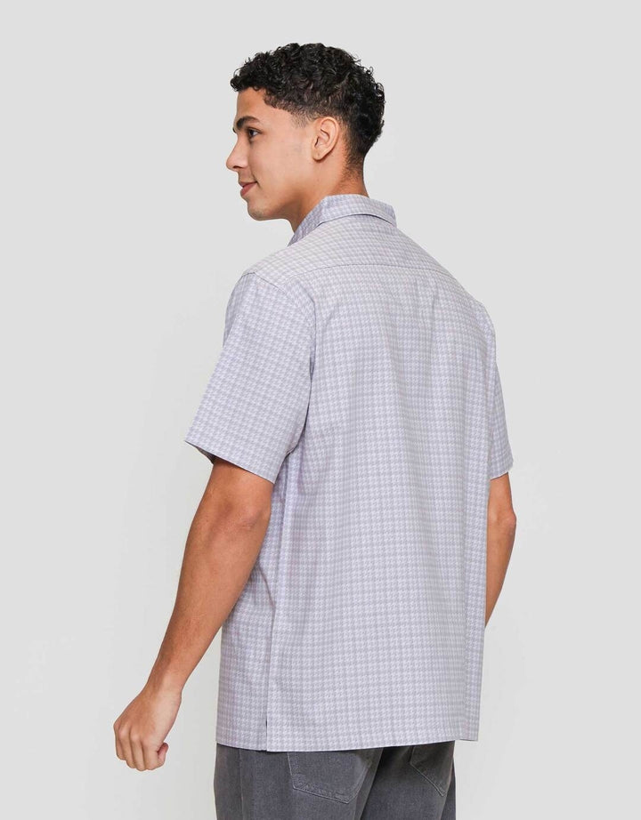 Cole Houndstooth Kemeja Lengan Pendek Pria