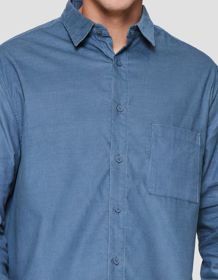 Nevada Solid Corduroy With Pocket Kemeja Pria
