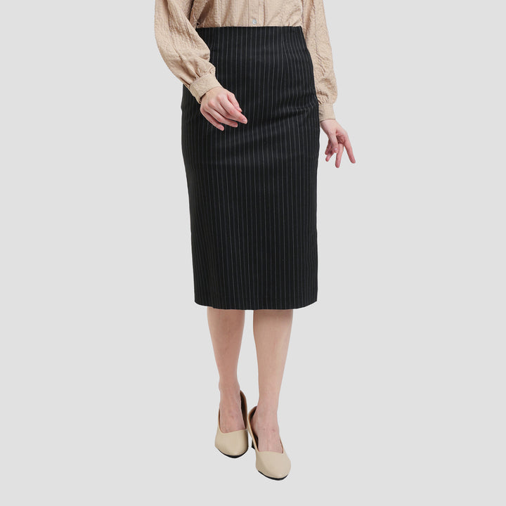 Connexion Span Stripe Rok Midi Wanita