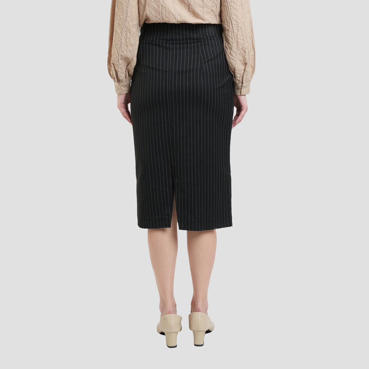 Connexion Span Stripe Rok Midi Wanita