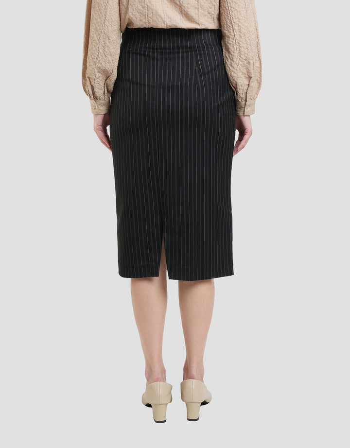 Connexion Span Stripe Rok Midi Wanita