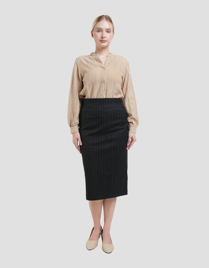Connexion Span Stripe Rok Midi Wanita