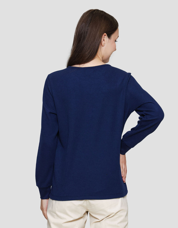 Connexion V-Neck Texture Kaos Lengan Panjang Wanita