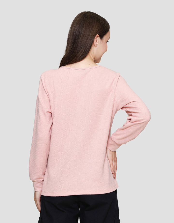 Connexion V-Neck Texture Kaos Lengan Panjang Wanita