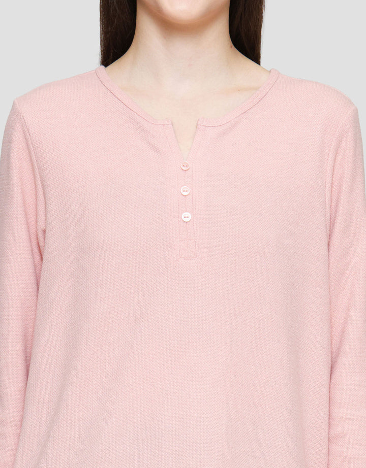 Connexion V-Neck Texture Kaos Lengan Panjang Wanita