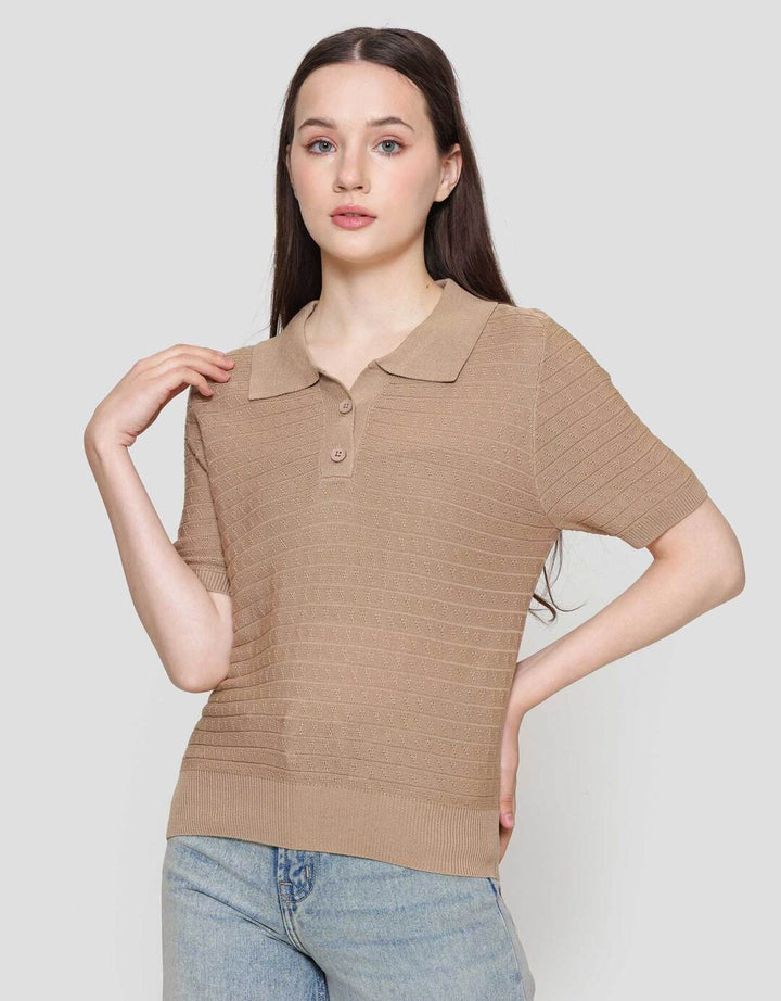 Connexion Ss Polo Shirt Rajut Ponytail Kaos Polo Wanita