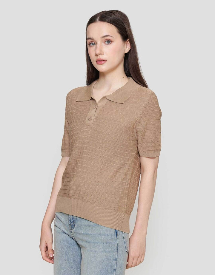 Connexion Ss Polo Shirt Rajut Ponytail Kaos Polo Wanita