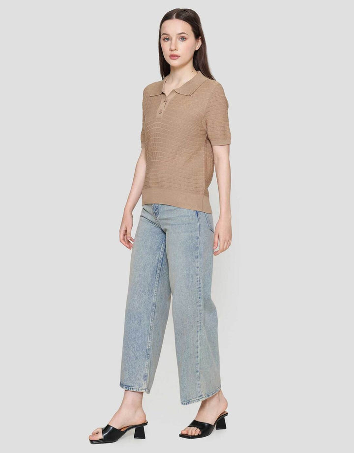 Connexion Ss Polo Shirt Rajut Ponytail Kaos Polo Wanita
