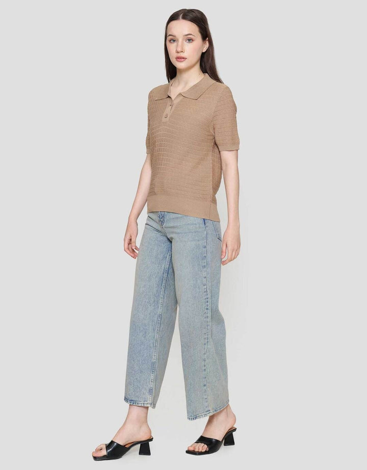 Connexion Ss Polo Shirt Rajut Ponytail Kaos Polo Wanita