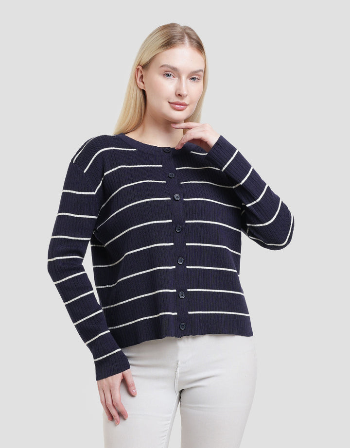 Connexion Stripe Tunlik Cardigan Wanita