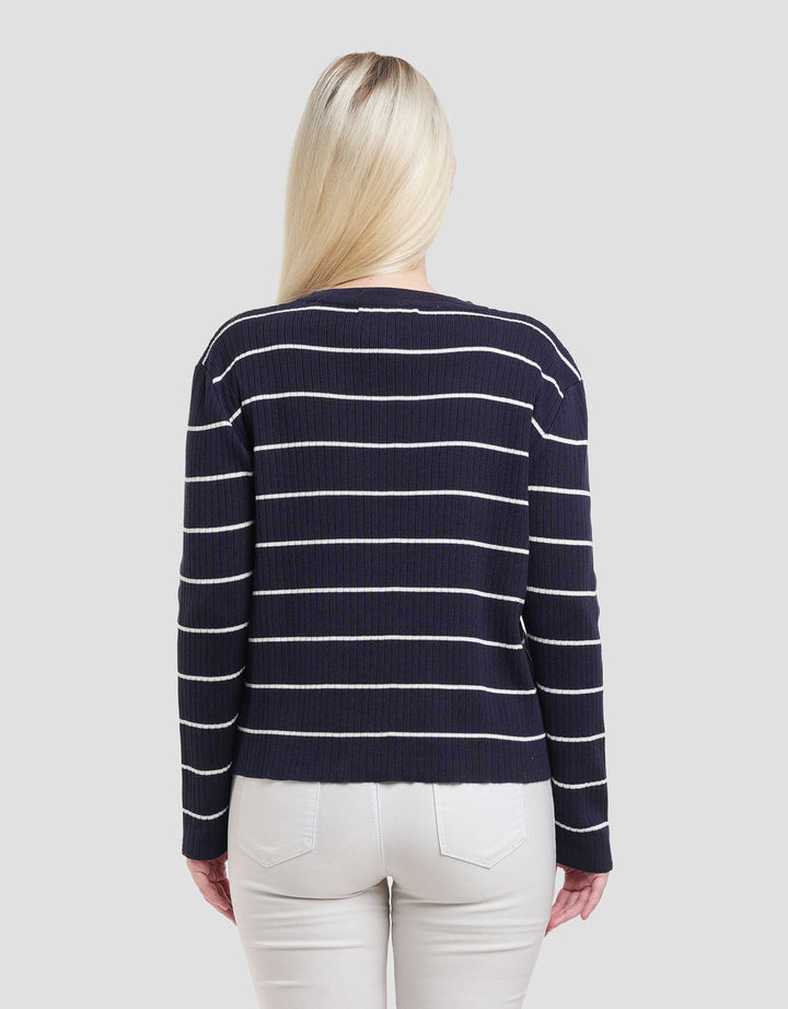 Connexion Stripe Tunlik Cardigan Wanita