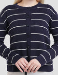 Connexion Stripe Tunlik Cardigan Wanita