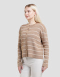 Connexion Stripe Tunlik Cardigan Wanita