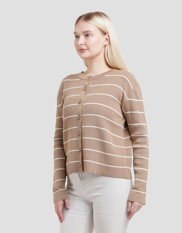 Connexion Stripe Tunlik Cardigan Wanita