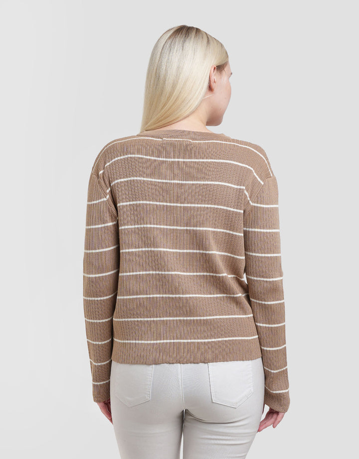 Connexion Stripe Tunlik Cardigan Wanita