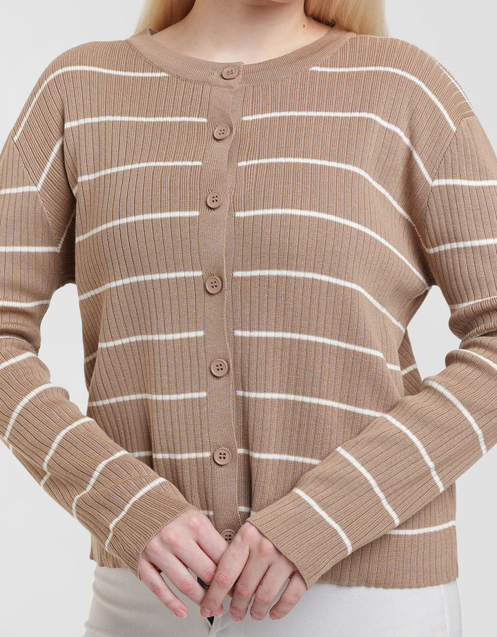 Connexion Stripe Tunlik Cardigan Wanita