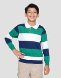 Nevada Collar Green N White Stripe Patch Sweater Anak Laki-laki