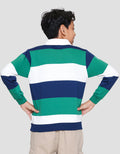 Nevada Collar Green N White Stripe Patch Sweater Anak Laki-laki