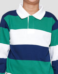 Nevada Collar Green N White Stripe Patch Sweater Anak Laki-laki