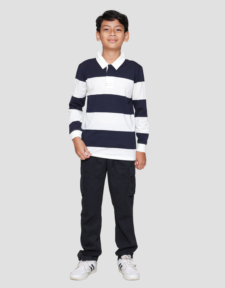 Nevada Yarndyed Awning Stripe Number Kaos Polo Anak Laki-laki