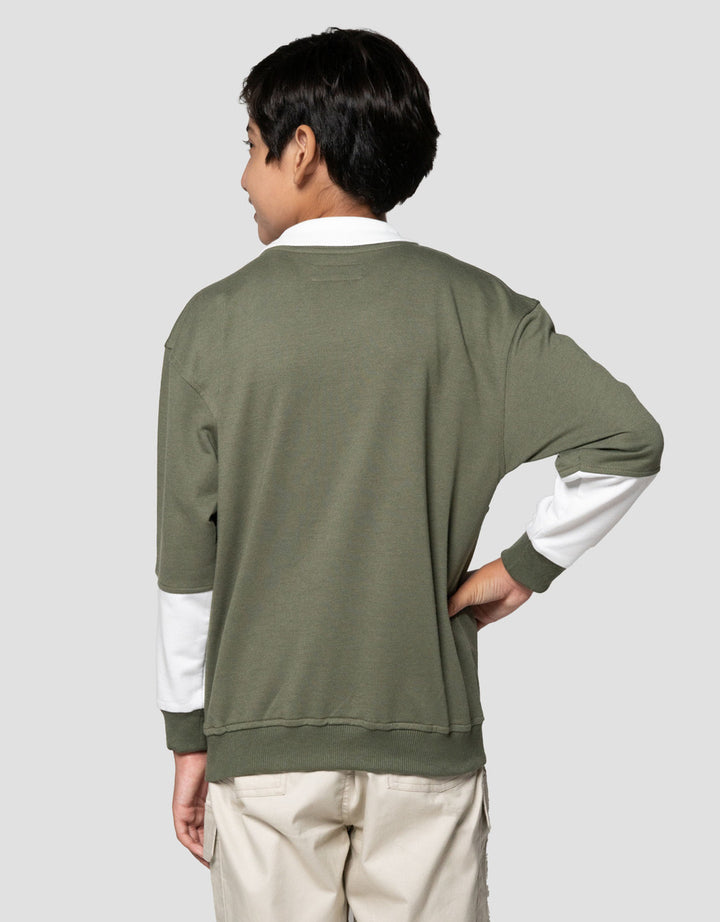 Nevada Collar Cut N Sewn Patch Alphabet Sweater Anak Laki-laki