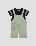 Little M Terry Embos Dino Jumpsuit Overall Bayi Laki-laki