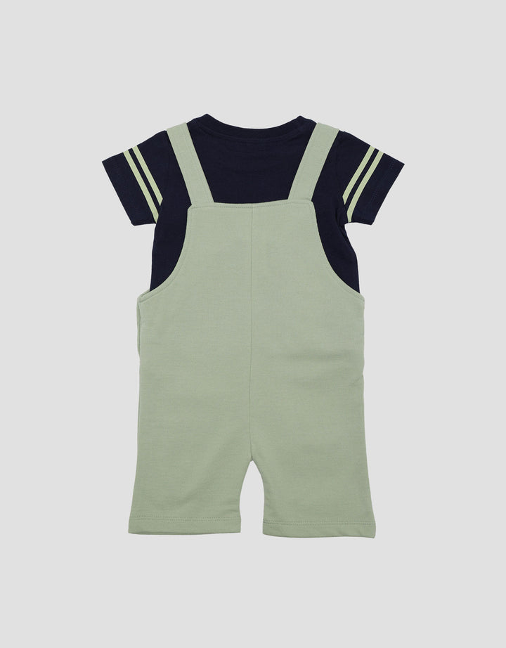 Little M Terry Embos Dino Jumpsuit Overall Bayi Laki-laki