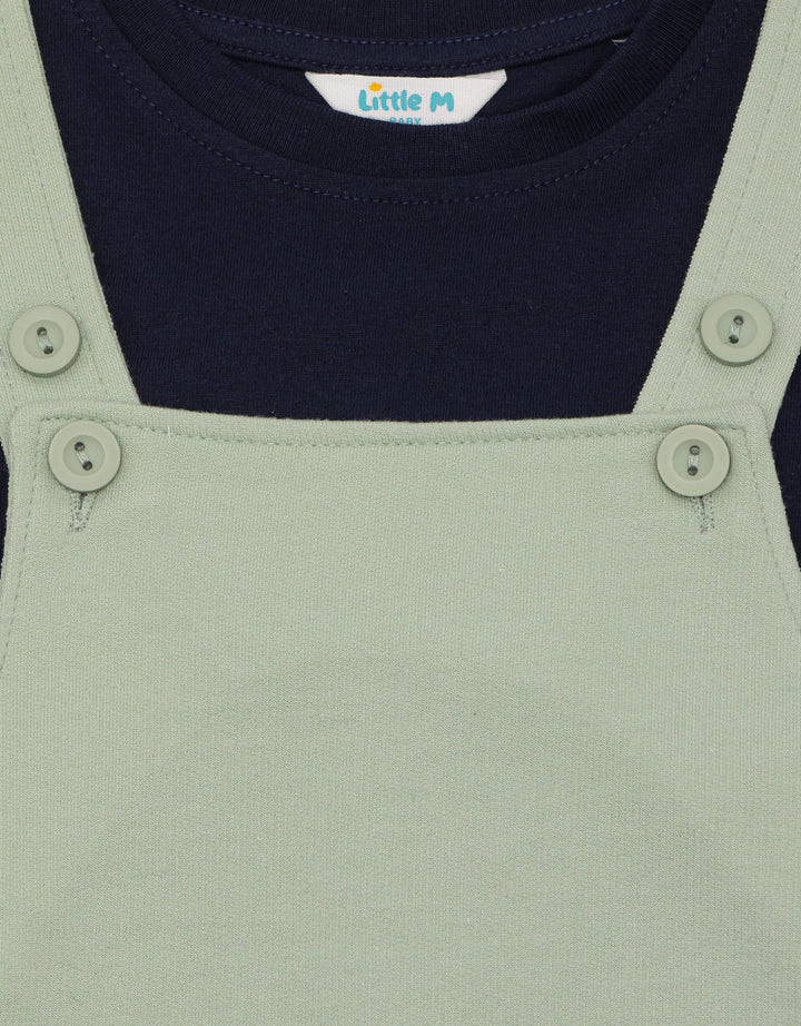 Little M Terry Embos Dino Jumpsuit Overall Bayi Laki-laki