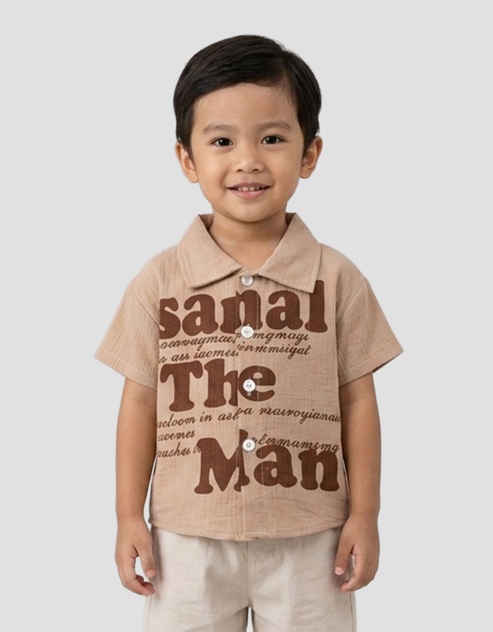 MxM Nevada Samal The Man Print Kemeja Lengan Pendek Anak Laki-Laki