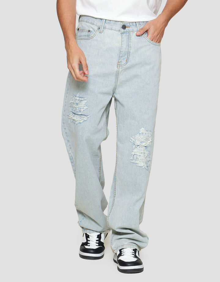 Nevada Loose Fit Destroy Super Celana Denim pria