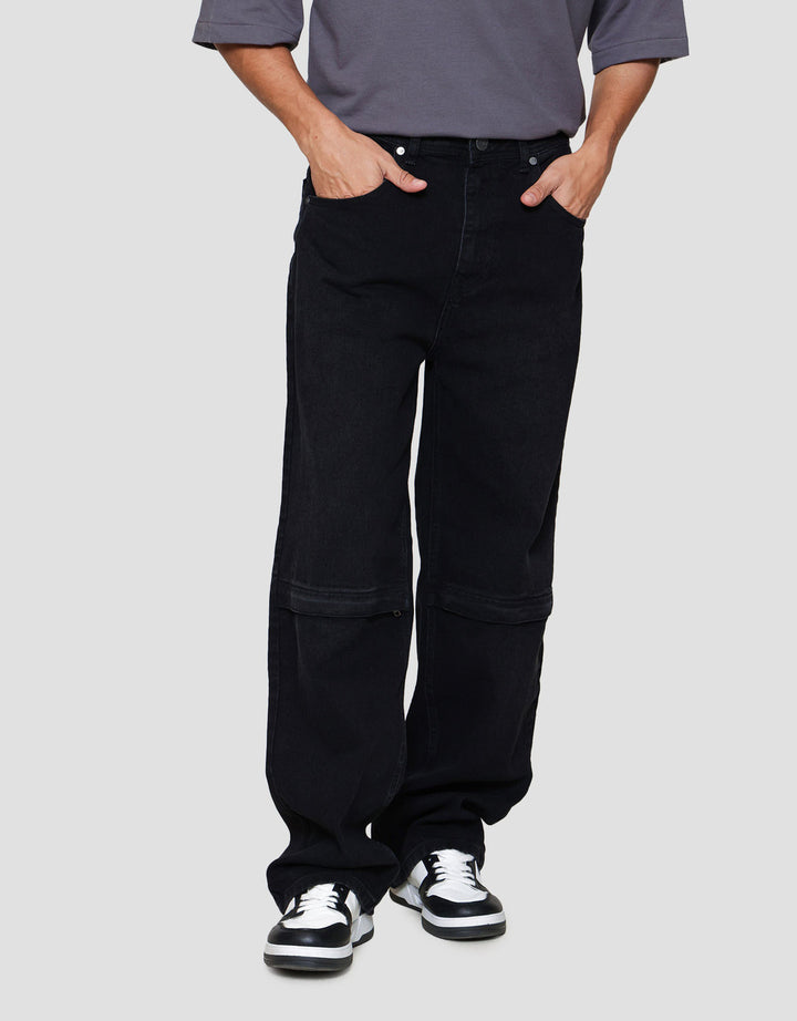 Nevada Knee Zipper Baggy Fit Celana Denim Pria