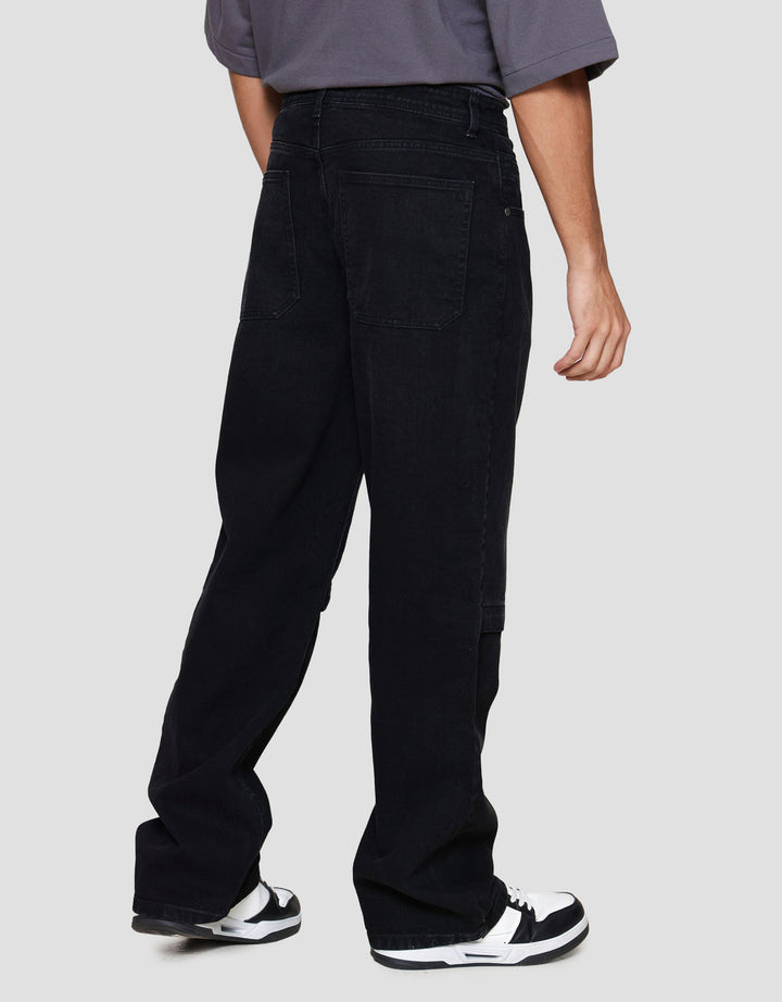 Nevada Knee Zipper Baggy Fit Celana Denim Pria