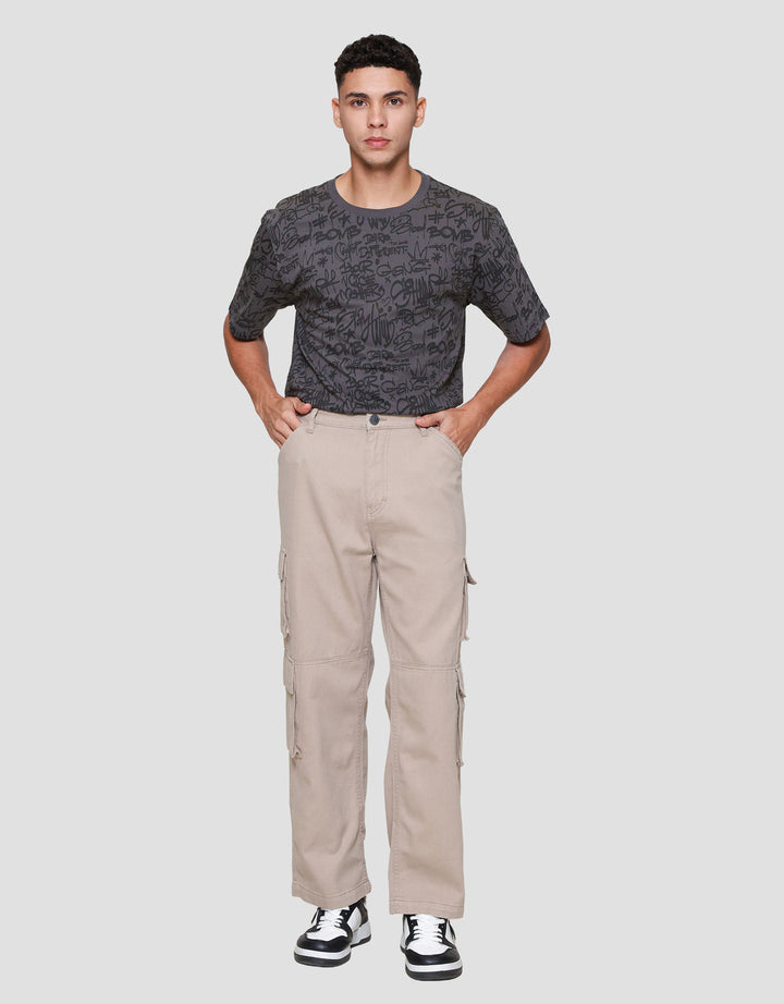 Nevada Multiple Pocket Loose Fit Celana Cargo Pria