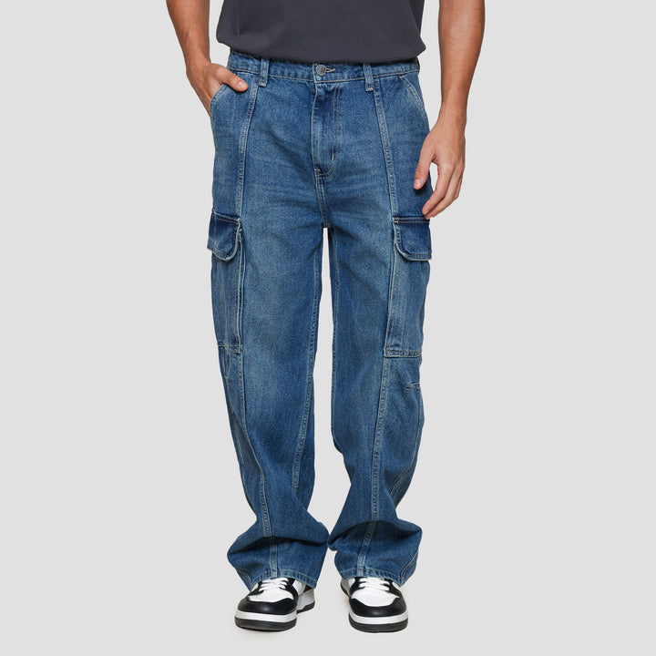 Nevada Cargo Cut And Sewn Loose Fit Celana Denim Pria