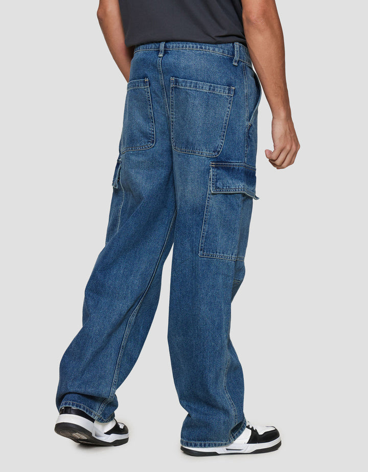 Nevada Cargo Cut And Sewn Loose Fit Celana Denim Pria