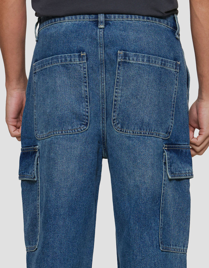 Nevada Cargo Cut And Sewn Loose Fit Celana Denim Pria