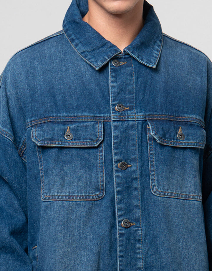 Nevada Big Pocket Trucker Jaket Denim Pria