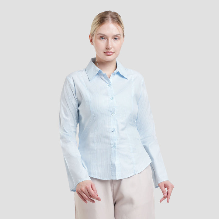 Nevada Fitted Stripe Kemeja Wanita