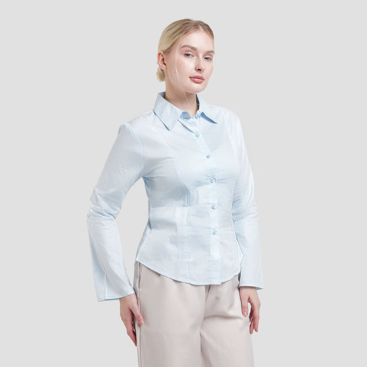 Nevada Fitted Stripe Kemeja Wanita