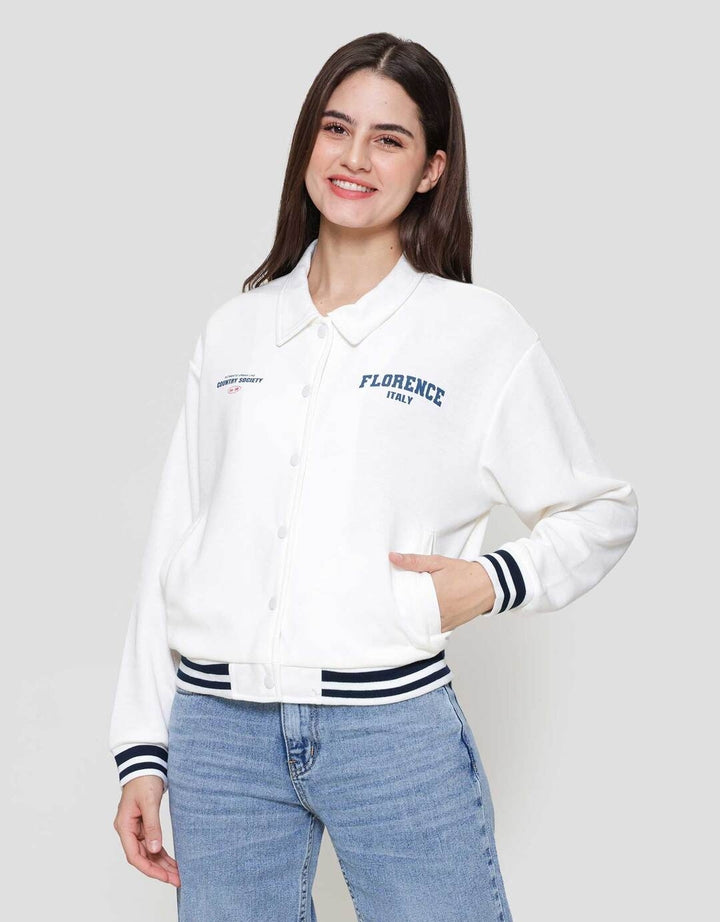 Nevada Varsity With Collar Jaket Wanita