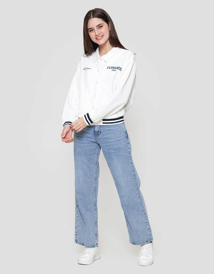 Nevada Varsity With Collar Jaket Wanita