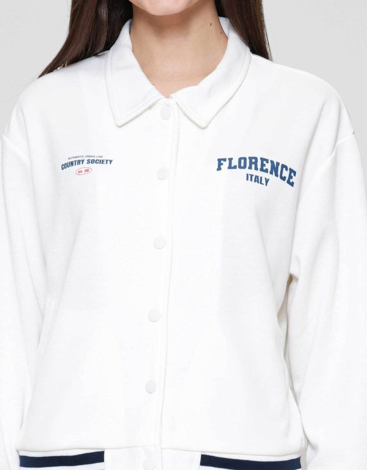 Nevada Varsity With Collar Jaket Wanita