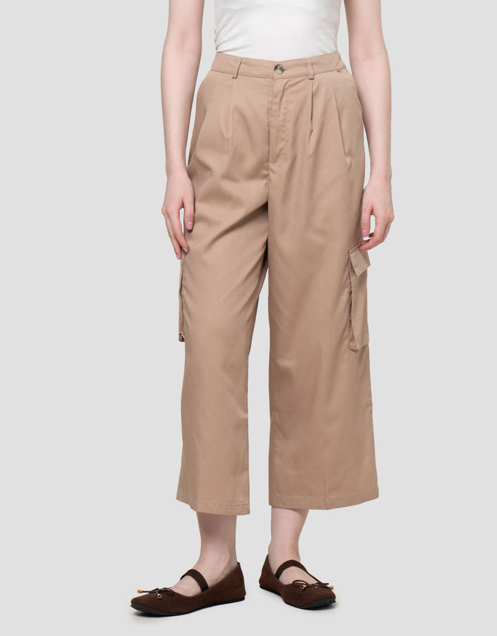 Nevada Woven Button Zip Celana Panjang Wanita