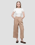 Nevada Woven Button Zip Celana Panjang Wanita