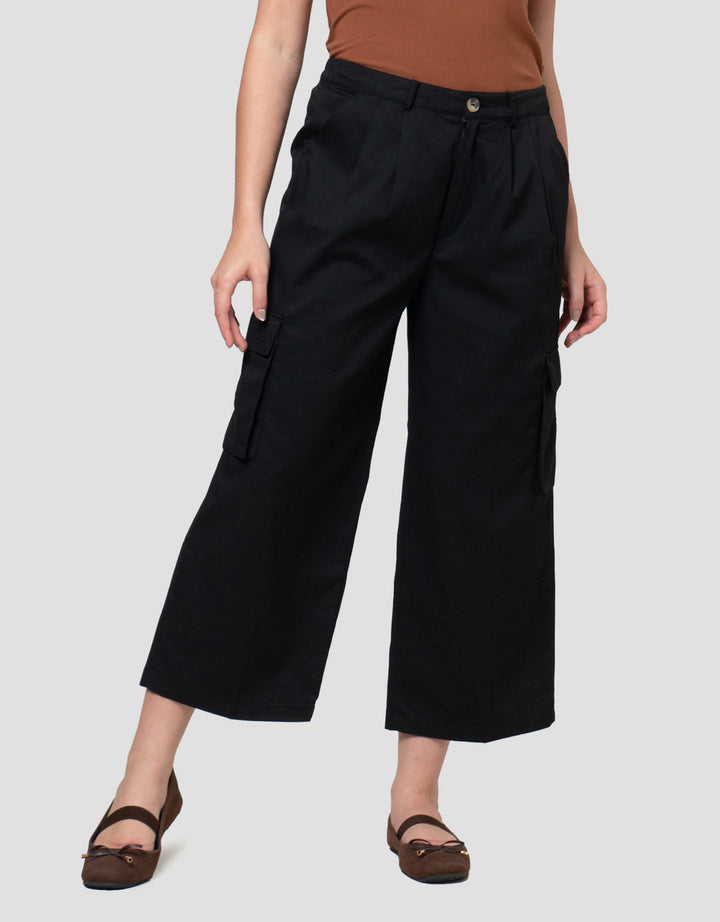 Nevada Woven Button Zip Celana Panjang Wanita