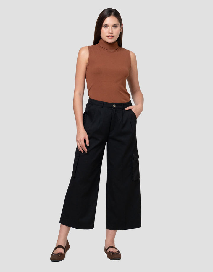 Nevada Woven Button Zip Celana Panjang Wanita